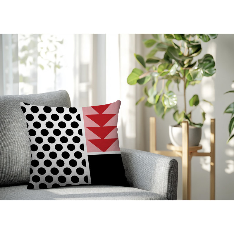 Oreiller carré réversible intérieur / extérieur Snazzy, Carré 20 po, Rouge