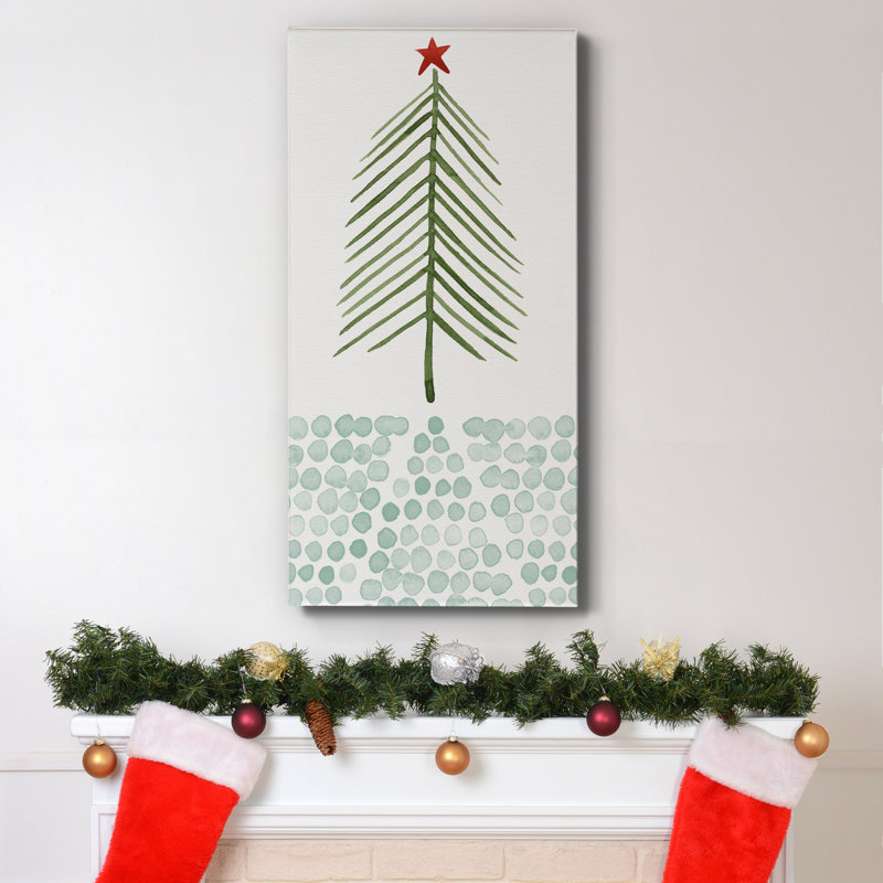 Toile tendue avec châssis de la collection B de l'arbre de Noël Whimsy - prêt à accrocher, H 16 po x l 8 po x P 1 po