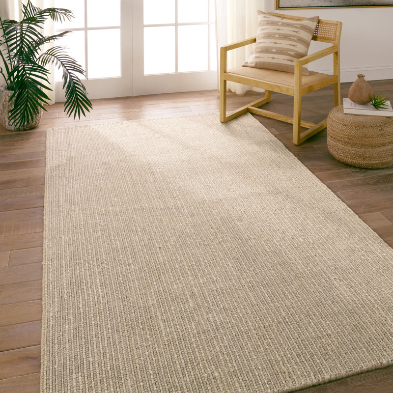 Eartha Solid Color Hand LoomedWool/Viscose/Polyester/Jute/Cotton Indoor / Outdoor Area Rug in Gray/Tan, Rectangle 5' x 8'