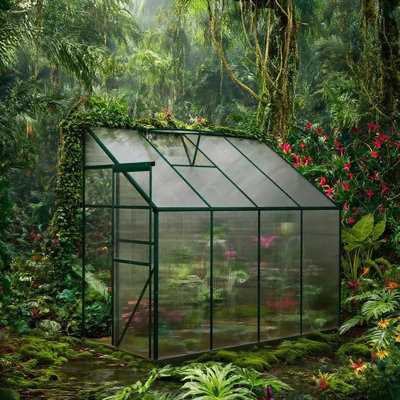 Aluminum  Greenhouse 99.5" L X 50" W X 86.5" H Green Walk-In Lean-To Polycarbonate Hot House Kit