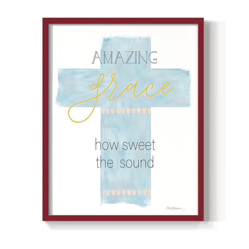 Amazing Grace Framed Print - Solid Wood, 11" H x 9" W, Red