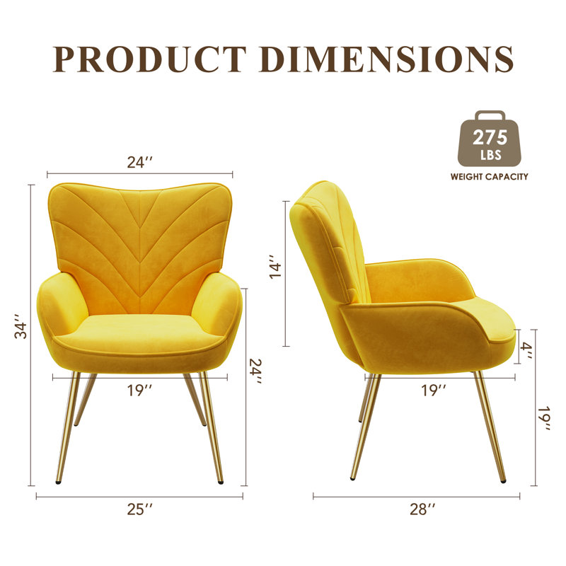 Fauteuil à oreilles Modern Velvet, Jaune