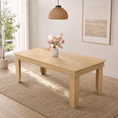 Farmhouse Rectangular Dining Table, 68.5 in Solid Wood Kitchen & Dining Room Table for 6-8, Thick Sturdy Legs, Rustic Light Oak (Natural Color)
