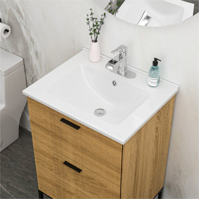 Plateau de meuble-lavabo simple blanc 24 po x 19,7 po avec 1 trou de robinet et trop-plein (lavabo seulement)