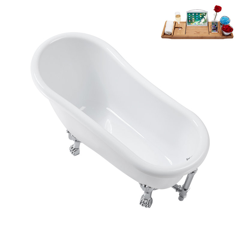 53.1'' x 25.6'' Soaking Acrylic Bathtub, Polished Chrome, Polished Chrome