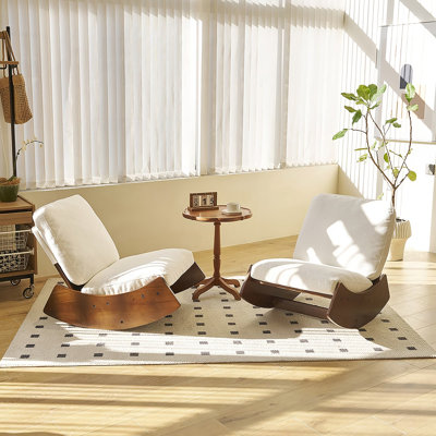 Chaise berçante confortable, fauteuil oscillant rembourré de haute qualité, structure en bois massif, parfaite pour les réglages multiples de la chaise de lecture pour la chambre à coucher, le salon, ensemble de 2