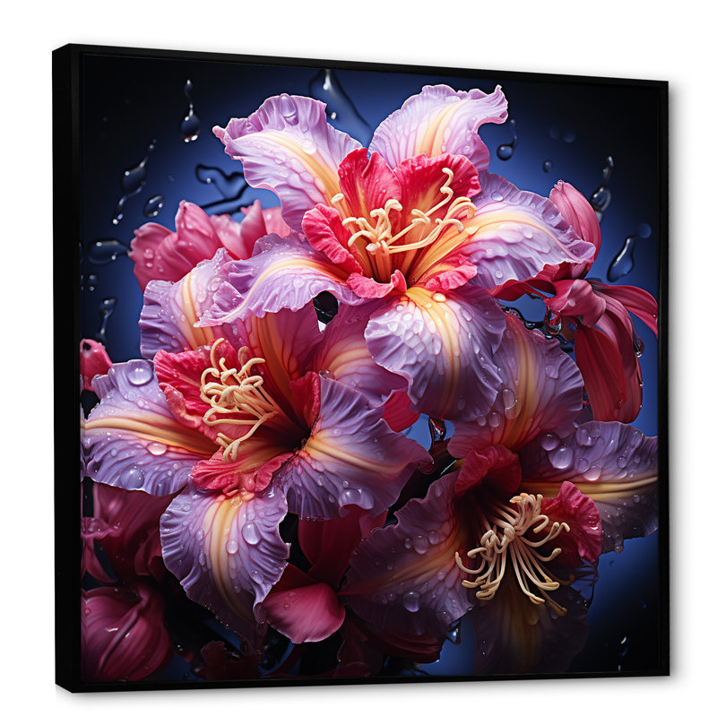 Beauté tropicale, fleurs d'hibiscus, rêves, H 30 po x l 30 po x P 1 po, Cadre flottant noir