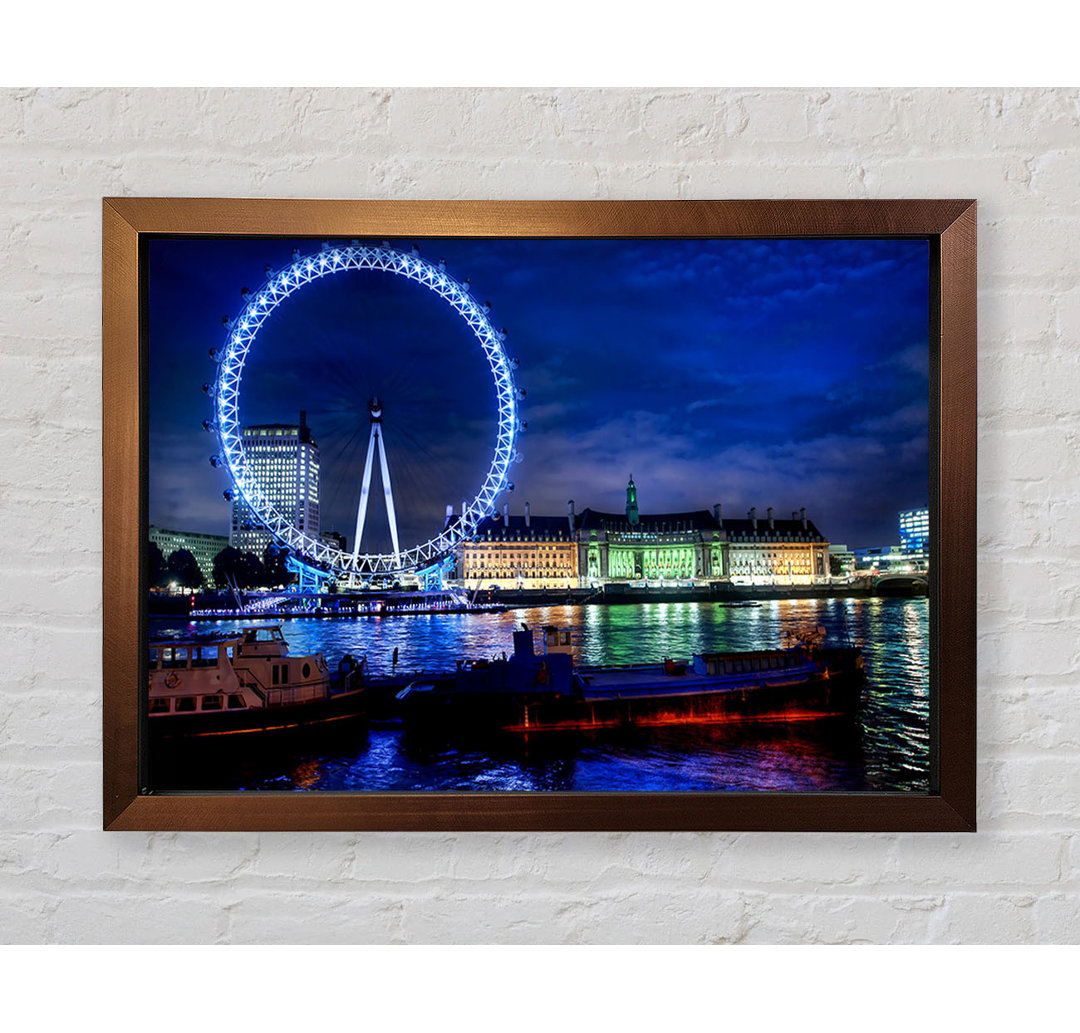 Das London Eye bei Nacht - Einzelne Bilderrahmen Kunstdrucke