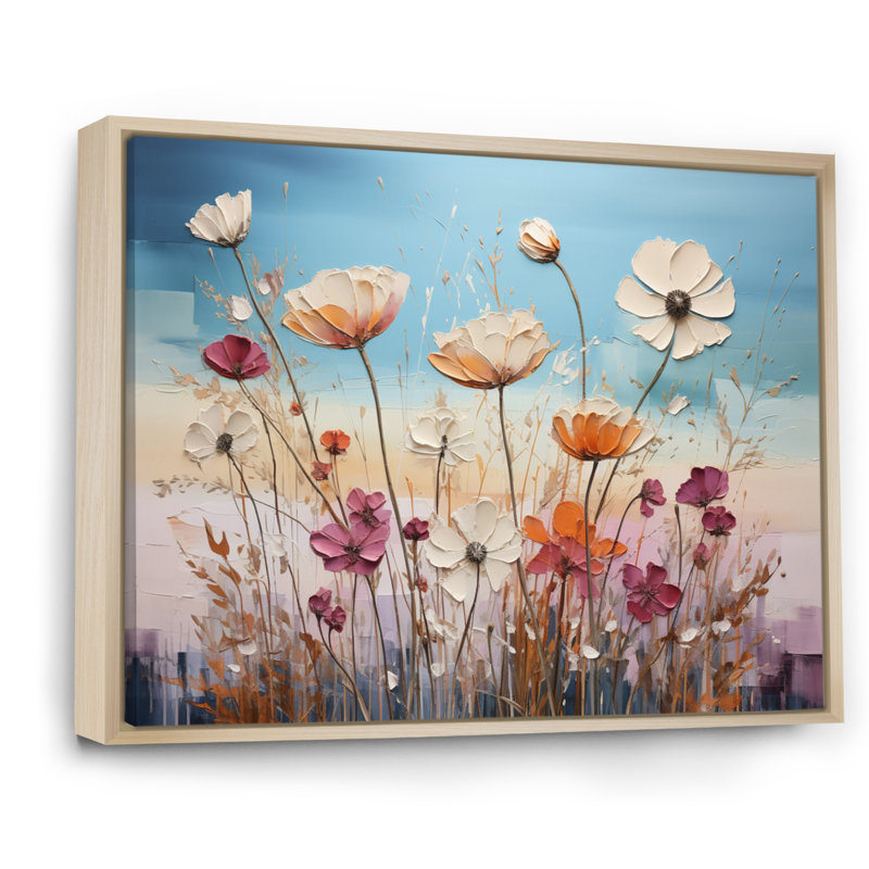 «Meadow Bliss Collage IV», reproduction sur toile, H 24 po x l 32 po, Cadre naturel flottant