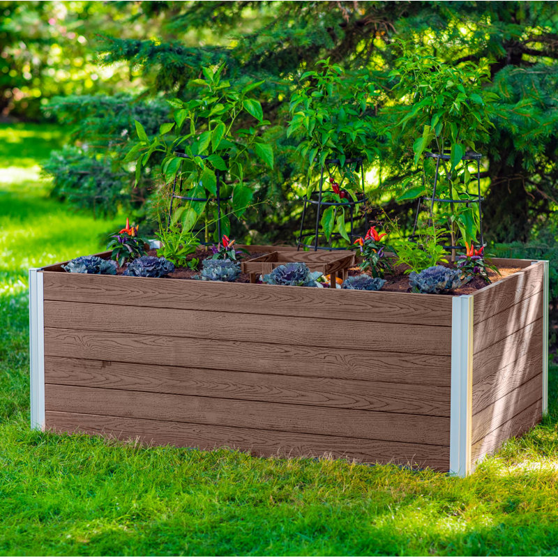 Urbana Keyhole Composting Raised Garden Bed, Espresso Brown, 22" H x 60" W x 36" D