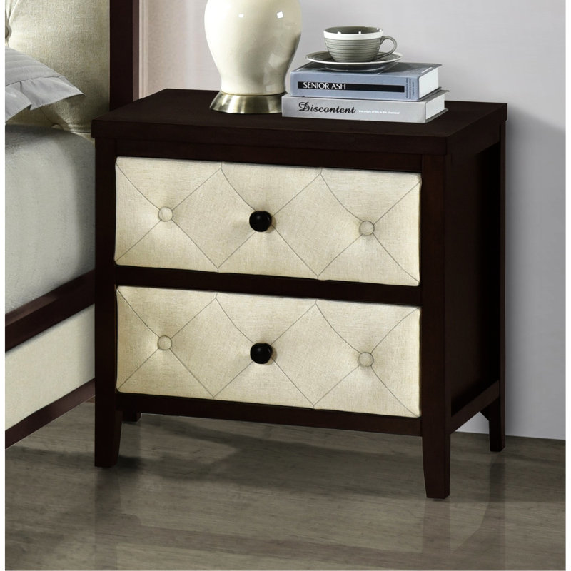 Table de chevet avec 2 tiroirs pour l'ameublement de chambre à coucher - et bouleau - ameublement coloré, Espresso