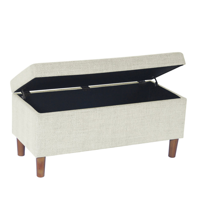 Banc de rangement décoratif, tissu à chevrons crème, brun, 36 po