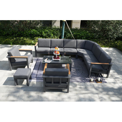 Caggiano 9 - Person Modular Patio Conversation Set with Cushions