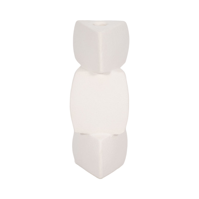 Candlestick Candle Holder, 9" H x 4" W x 4" D, White