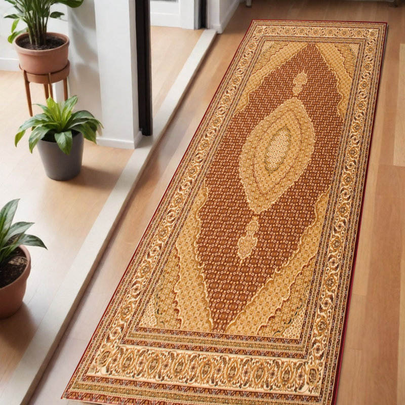 Tapis rouge et beige 6 pi
