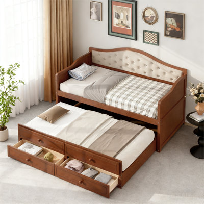 Modern Daybed with 2 Storage Drawers and Trundle