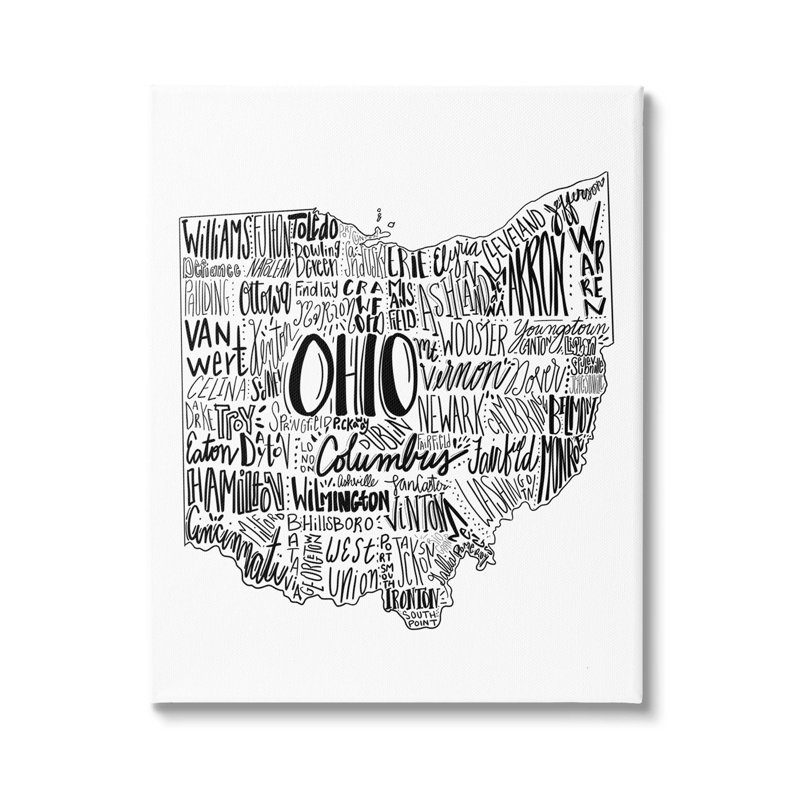 Impression sur toile typographique «Ohio State», H 30 po x l 24 po x P 1,5 po