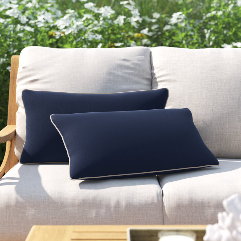 Rene Sunbrella® Outdoor Throw Pillow, 12" x 24", Navy