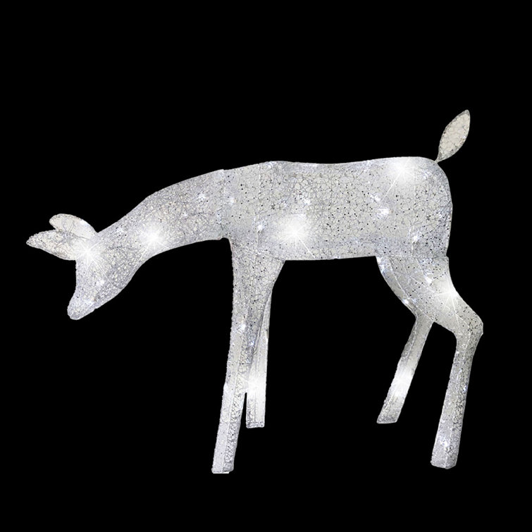Elegant Woven Glitter Morphing LED Feeding Doe Deer Lighted Display