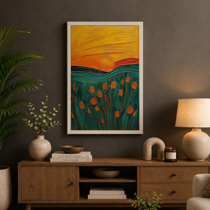 Golden Landscape Modern - Wrapped Canvas, 18x12 - 45.7 x 30.5 cm, Sage Border