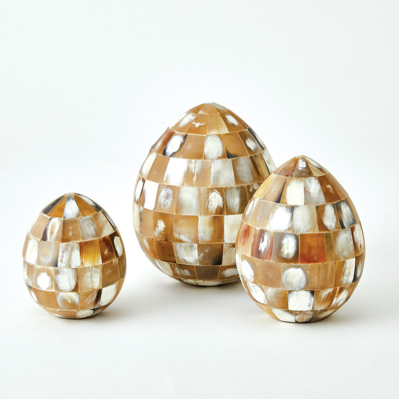 Horn Egg-Black-Med, Brown, 4" H x 3.25" W x 3.25" D