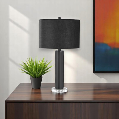 Oksana Black Metal & Black Shade Arched Table Lamp, 27.26'' H X 14.82'' W X 14.79'' D