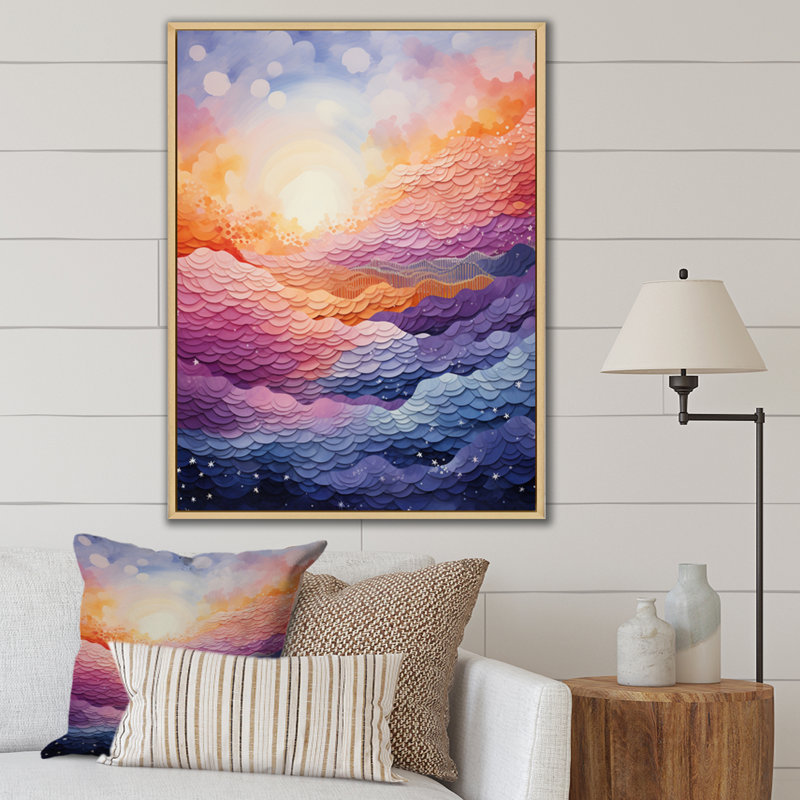 Jahniya Canyon Landscape Pointillism I - reproduction, H 32 po x l 16 po x P 1 po, Cadre naturel flottant