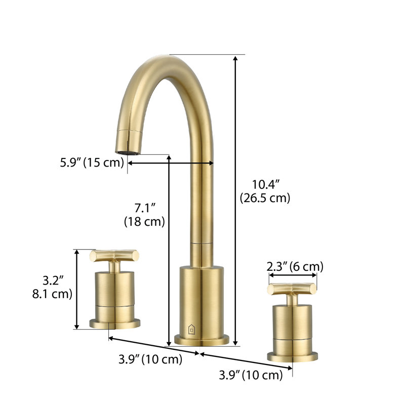 Ancona Ava Widespread Cross-Handle 3-Hole Bathroom Faucet, Brushed Champagne Gold