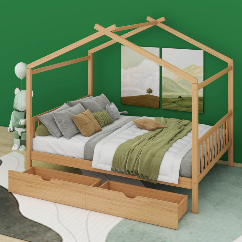 Lit plateforme double Armie, Naturel