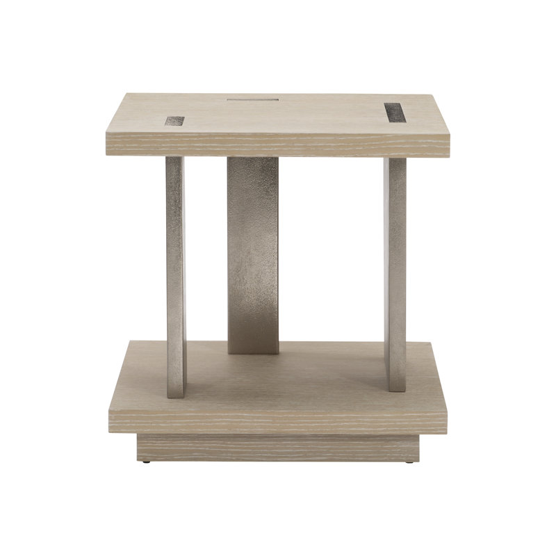Dune Finish Square End Table with Cast Aluminum Accents