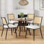 Chaises de salle à manger rembourrées modernes, chaises de salle à manger à dossier en rotin, chaises de cuisine décoratives avec pieds en métal-1170926272