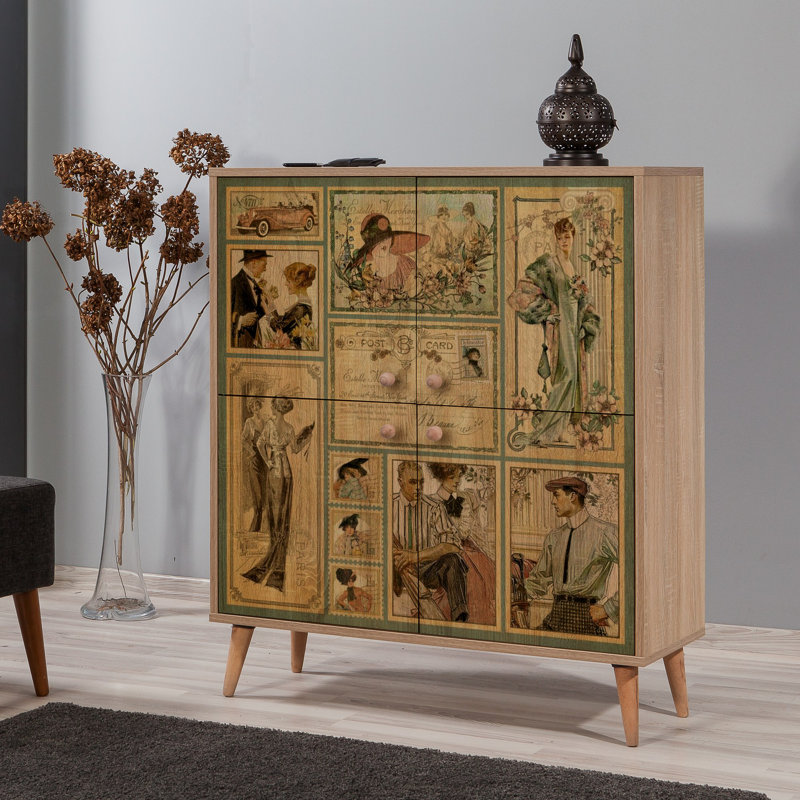 Multi-Purpose Storage Cabinet, Sonoma Oak, 37.4 x 43.7 x 14.2 inches | 100% Melamine Coated Particle Board, 0.7-inch Thickness | Durable Hornbeam Legs, Metal & Rope Handles, UV Coating | Wall-Mountable, Elegant Nostalgia Design