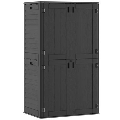 Remise de rangement pour la cour extérieure, remise en plastique pour outils avec portes doubles