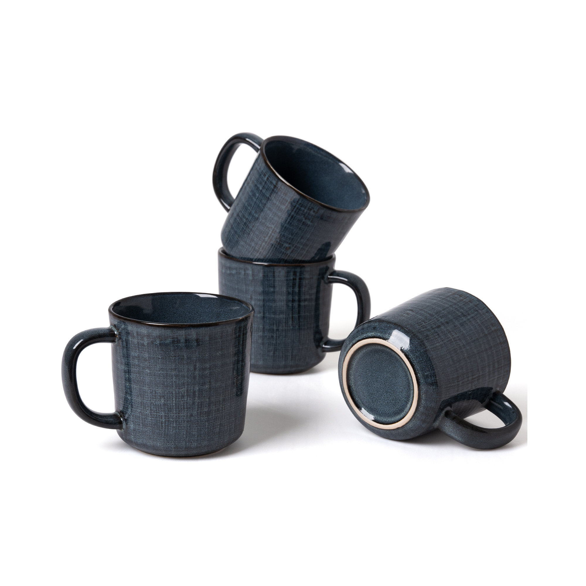  4 Piece Stoneware Coffee Mug Set, Dark Gray