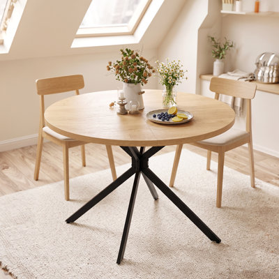 42" Round Dining Table for 4 with Cross Leg Base for Small Spaces and Kitchen