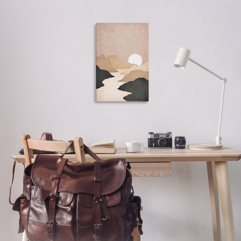 "Beige Mountains with Stream", art mural par JJ Design House LLC, H 30 po x l 20 po