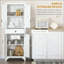 Armoire de cuisine autoportante, armoire de rangement à 4 portes avec tiroir et tablettes réglables pour la salle à manger