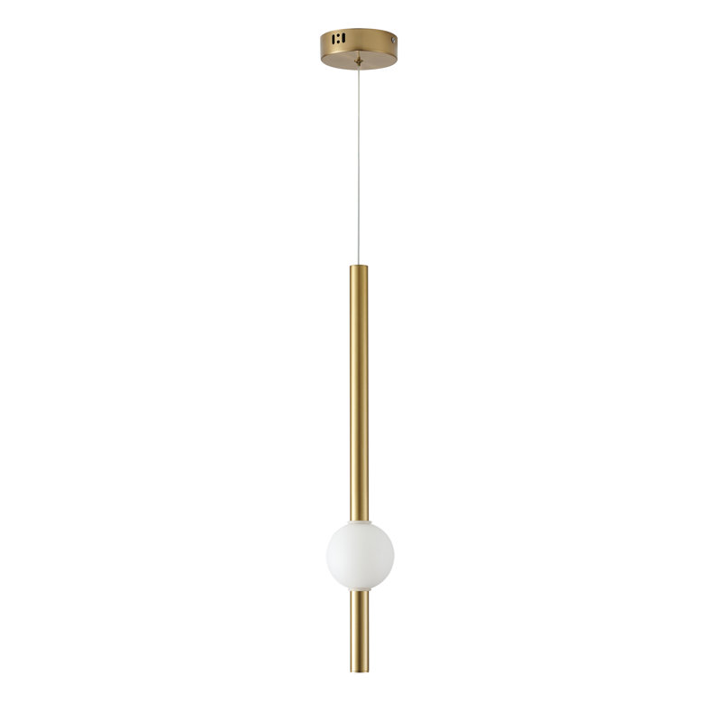 Luminaire suspendu cylindrique doré transitionnel à DEL