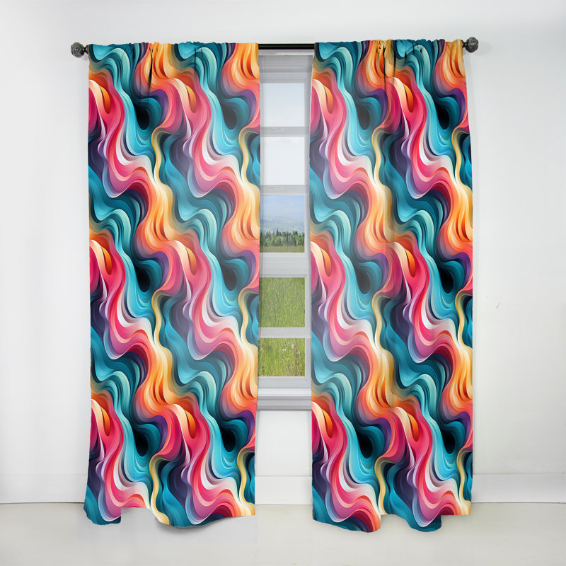 Toile colorée colorée Popart Groovy Gradient - Rideau obscurcissant géométrique abstrait - 1 panneau, L 52 po x L 95 po
