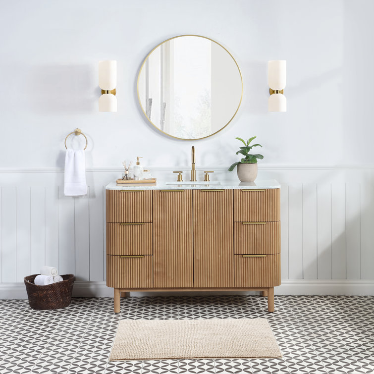 California 48 Modern Bathroom Vanity with Carrara Marble Top –  KitchenBathCollection