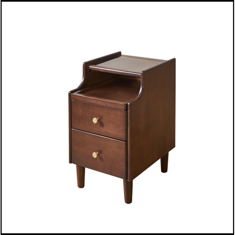 Meuble de rangement Theia en bois avec deux tiroirs et panneau coulissant