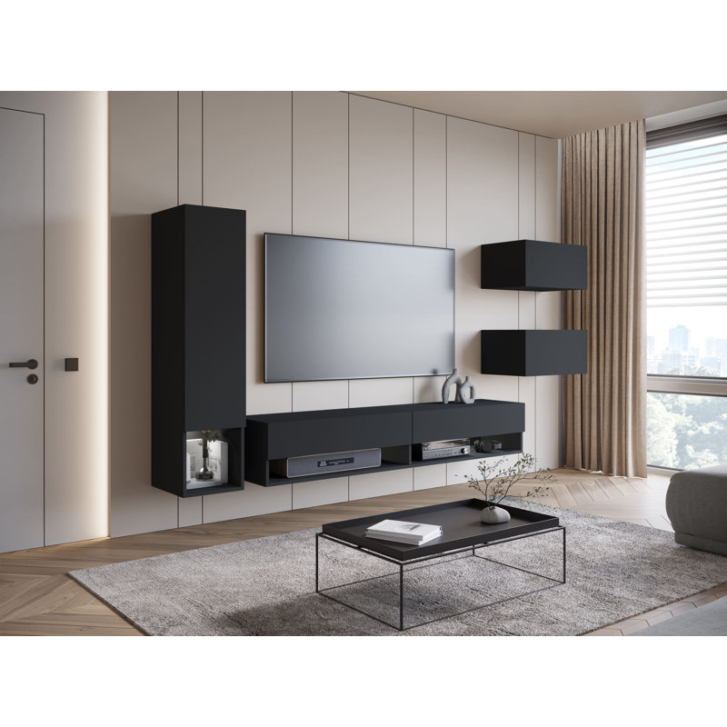 Unterhaltungsecke Creasey für TVs bis 78", Black Graphite Matt