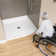 38'' W X 38'' D Acrylic Alcove White Shower Pan Single Threshold ADA Bathroom Shower Base Center Drain Shower Tray with Non-slip Design