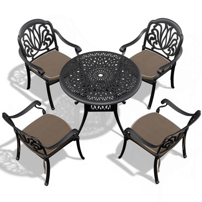 Ensemble de meubles de patio en aluminium coulé 5 pièces de haute qualité avec coussins