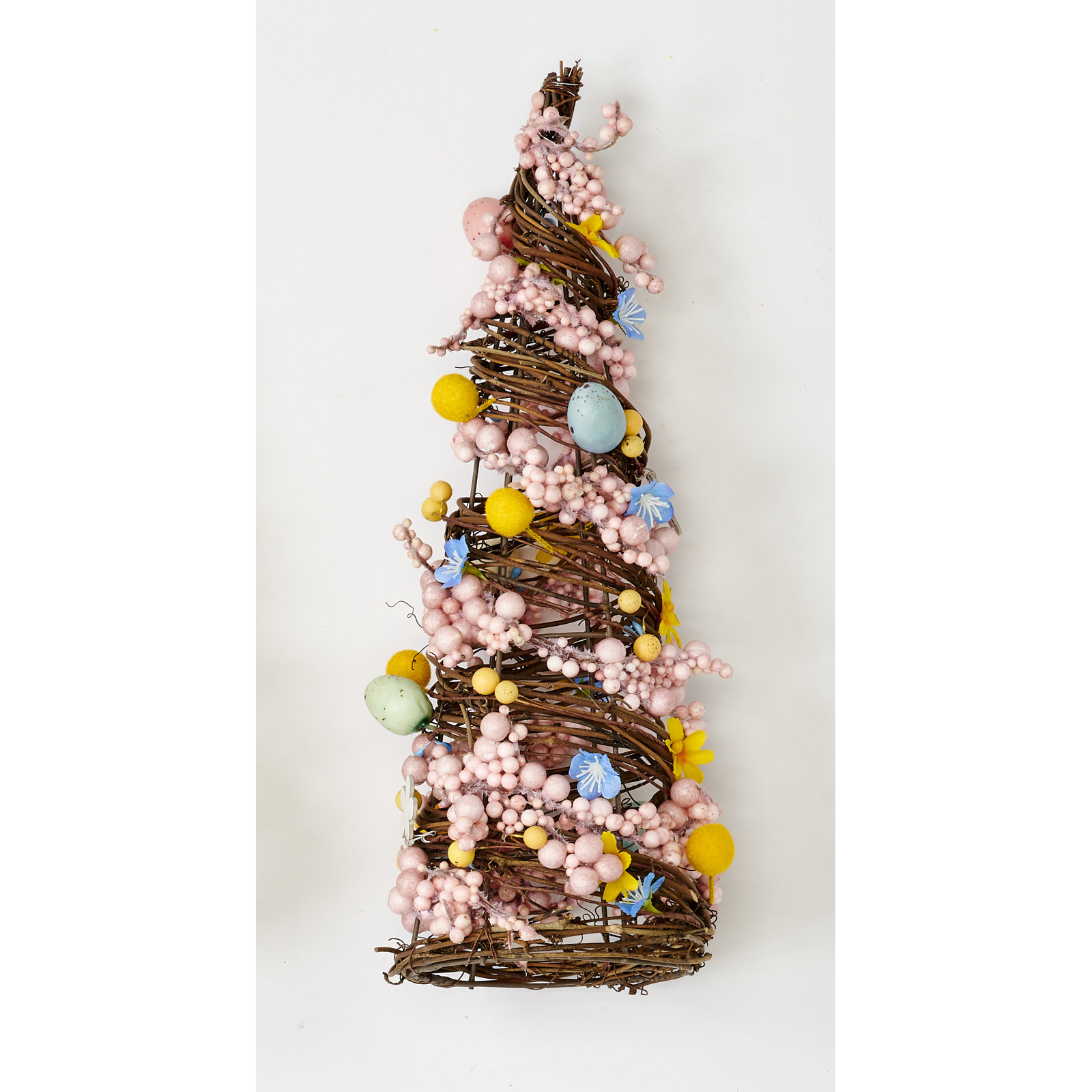 21" Tabletop Twig Tree With Easter Eggs, Berries And Flowers, 16" H x 5" W x 5" D