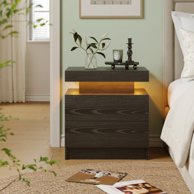 Modern Nightstand With LED Light And 2 Drawers by Wrought Studio