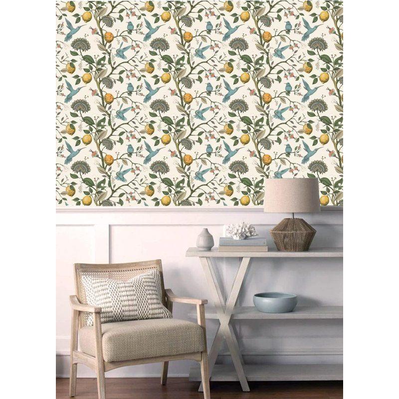 Papier peint adhésif auto-adhésif amovible Blue Bird Lemon Tree, 17,7 po x 32,8 pi