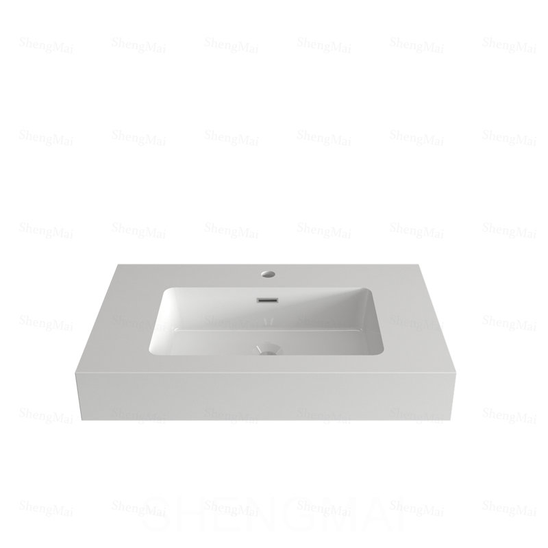 Bassin intégré à surface solide SANS drain et robinet, White