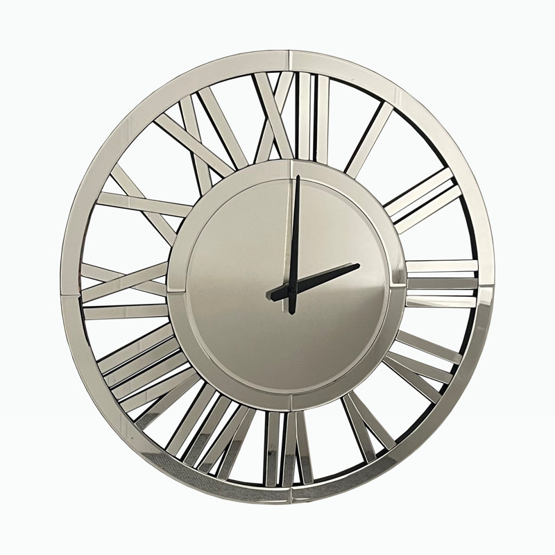 Dobson Wood Wall Clock, Silver, 80cm H x 80cm W x 5cm D