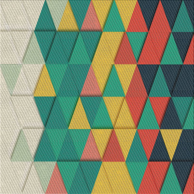 Tapis vert/jaune/crème à motifs